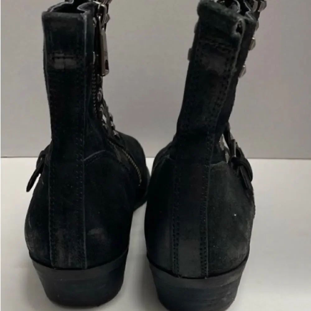 Ralph Lauren women’s black leather studded, ankle suede boot size 7 - Picture 7 of 10
